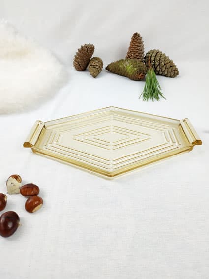 Petit plateau en verre ocre VENDU