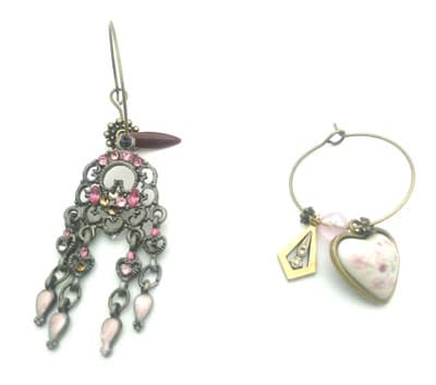 Boucles d’oreilles asymétriques vintage - Coeur fleuri