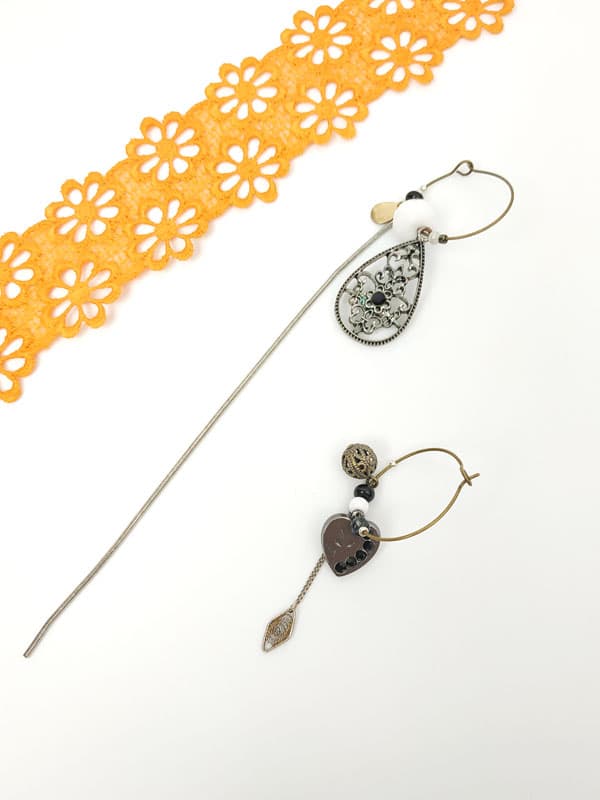 Boucles d'oreilles asymétriques vintage -  Estampe losange VENDU