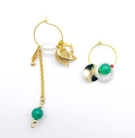 Boucles d’oreilles asymétriques vintage - Coeur de rubis