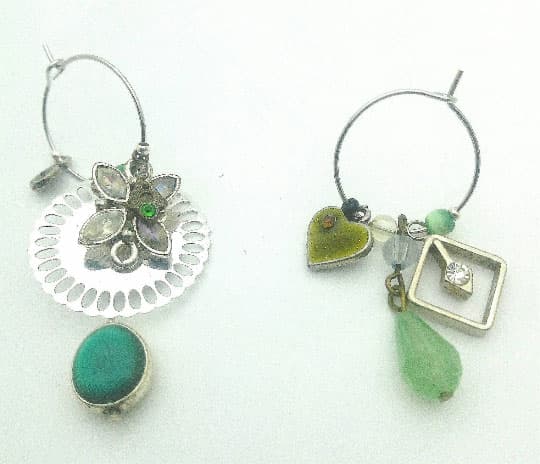 Boucles d'oreilles asymétriques vintage - Ronde argentée