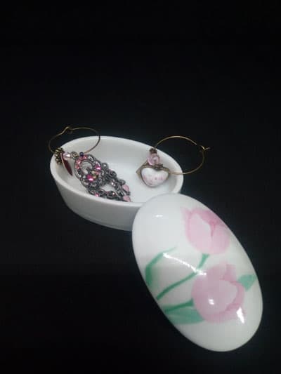 Boîte à petits bijoux Tulipes roses