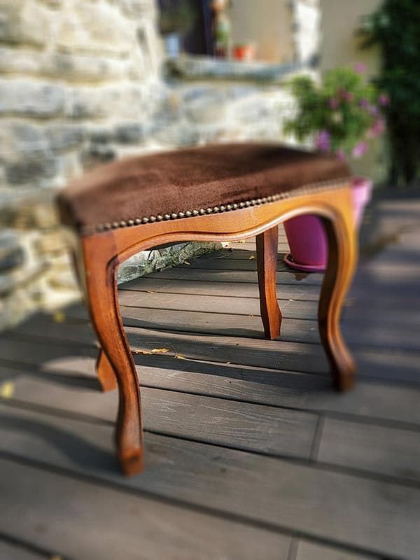 Banc de piano bois et velours marron VENDU