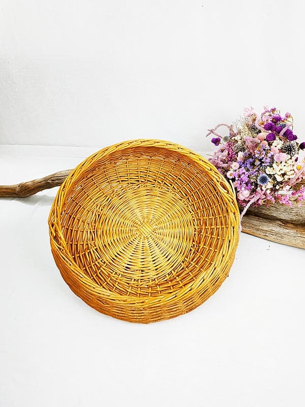 Panier plat rond en osier
