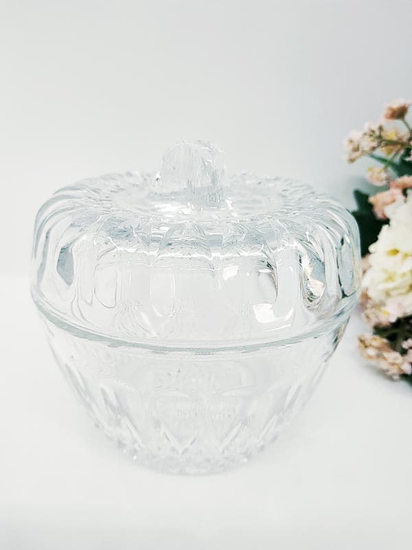 Sucrier en verre taillé vintage des années 50