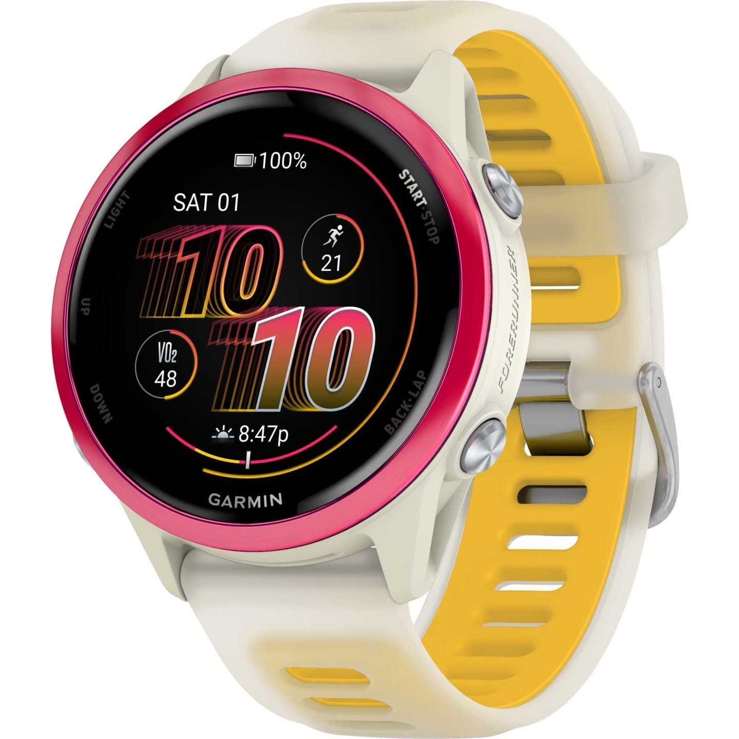 Garmin Forerunner 570 GPS Smartwatch - 42mm - Bone/Himbeerrot
