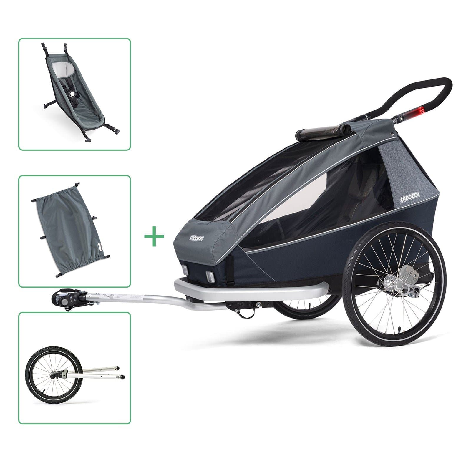 Croozer Kid Vaaya 1 im Set inkl. Ergänzung - Graphite blue
