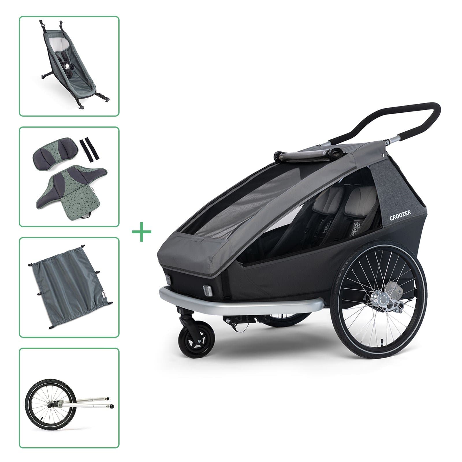 Croozer Kid Keeke 2 im Set inkl. Zusatzartikel - Mountain grey