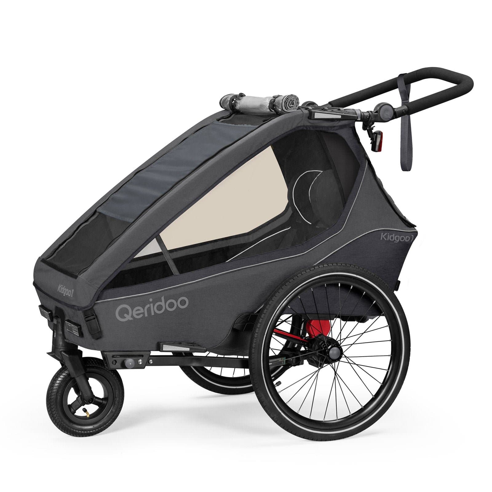 Qeridoo Kidgoo1 Kinder-Fahrradanhänger (2023) - Steel Grey - Steel Grey