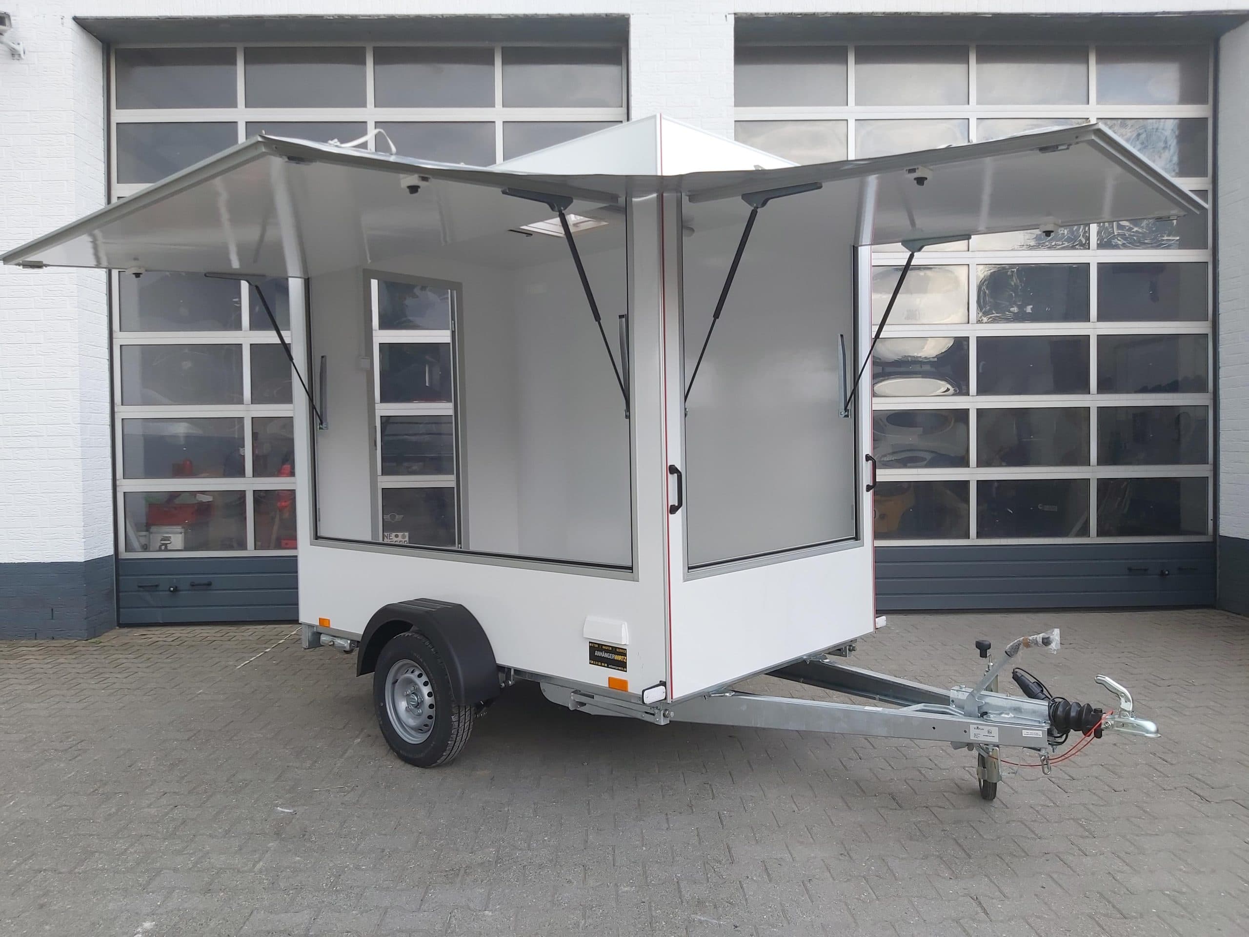 Rimorchio vendita TFS Multi VK 250.02 250x150x200 cm, 2 sportelli vendita, porta posteriore, impianto 230V, luce interna, oblò tetto, 100 km/h, 1300 k