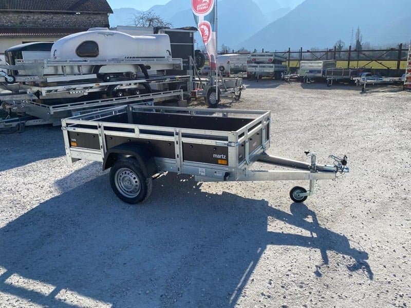 Martz Holz Anhänger 230 x 126 cm 500/750 kg PTAC + Leitergestell und Blattfedern