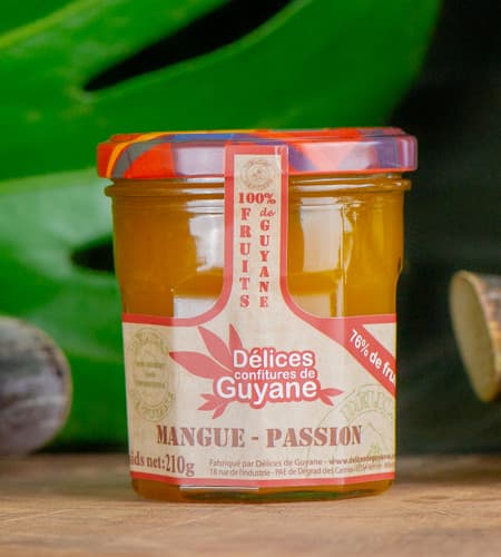 Confiture mangue passion . Guyane . bocal 210 g