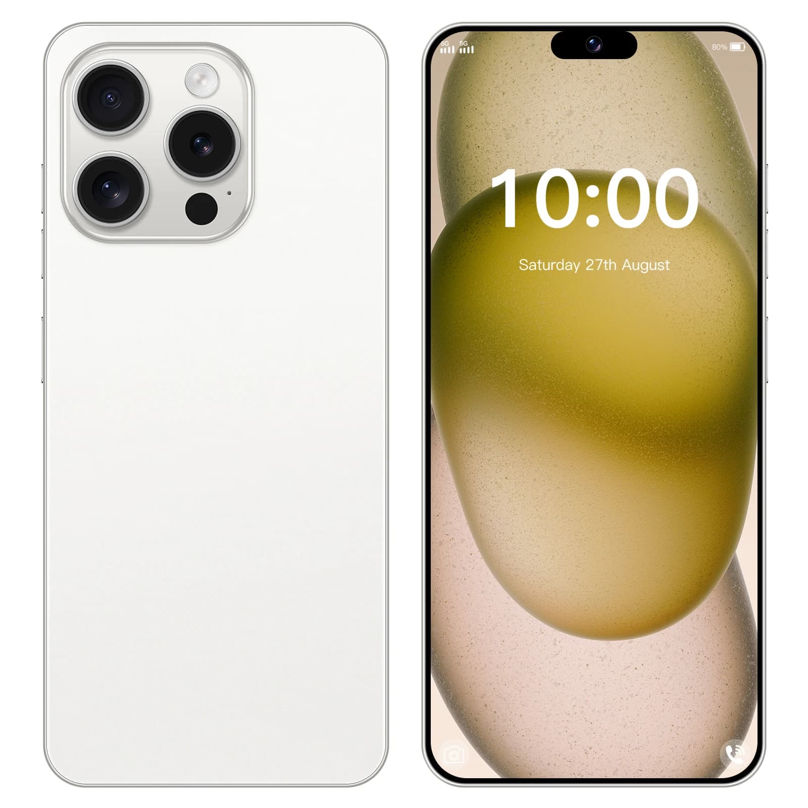 Expérience Visuelle Exceptionnelle: Le Smartphone Original i16 Pro Max 2025 avec Écran HD, Caméra Haute Résolution, Andoid 14 - white , 8GB 256GB