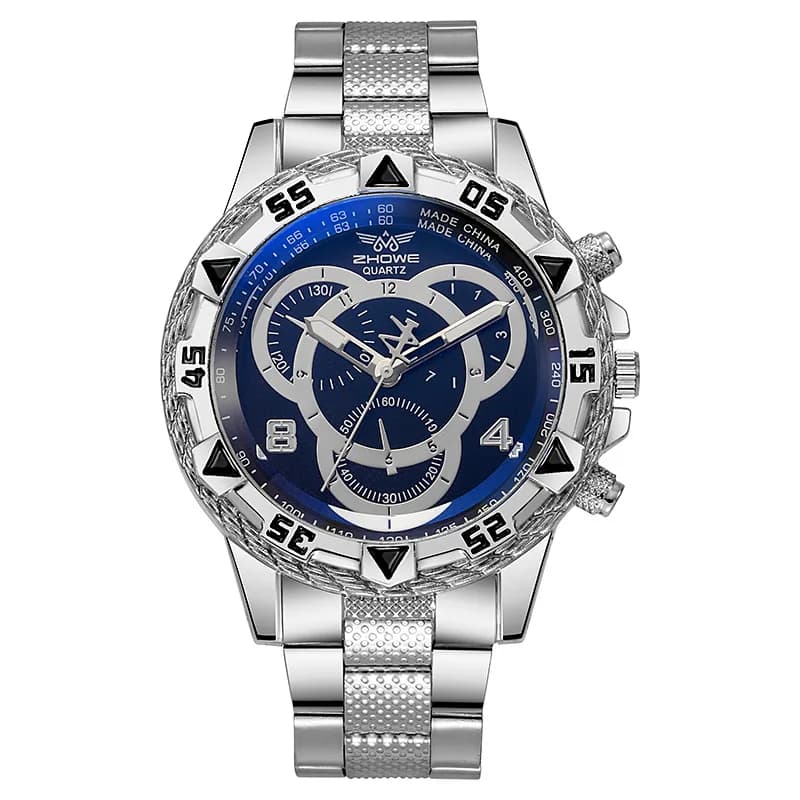 Montre d'affaires pour hommes, à la mode et belle montre à Quartz en acier inoxydable comme cadeau d'anniversaire pour petit ami - silver black