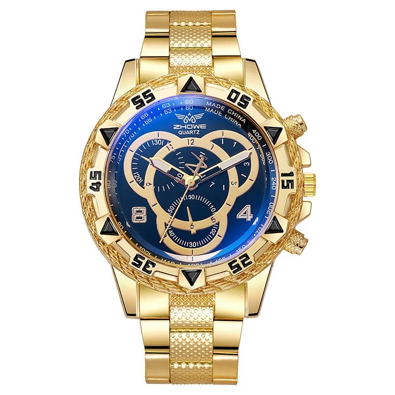Montre d'affaires pour hommes, à la mode et belle montre à Quartz en acier inoxydable comme cadeau d'anniversaire pour petit ami - gold black