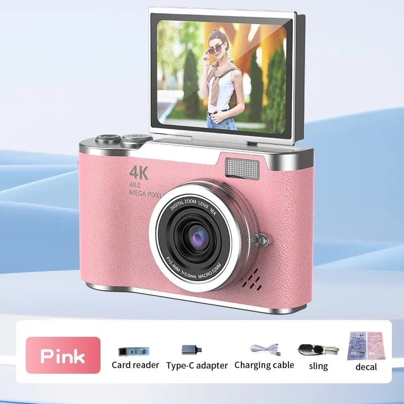 Appareil photo numérique à zoom numérique 4K CCD 8X pour étudiant, appareil photo de photographie numérique compacte 48MP 180 ° RENAU de l'appareil ph