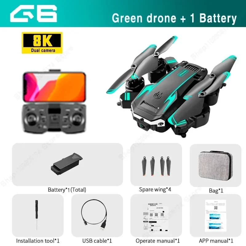 Drone GPS professionnel 5G 8K, double caméra 4K, photographie aérienne, évitement d'obstacles, UAV, quadrirotor, hélicoptère, jouets cadeaux - Green D