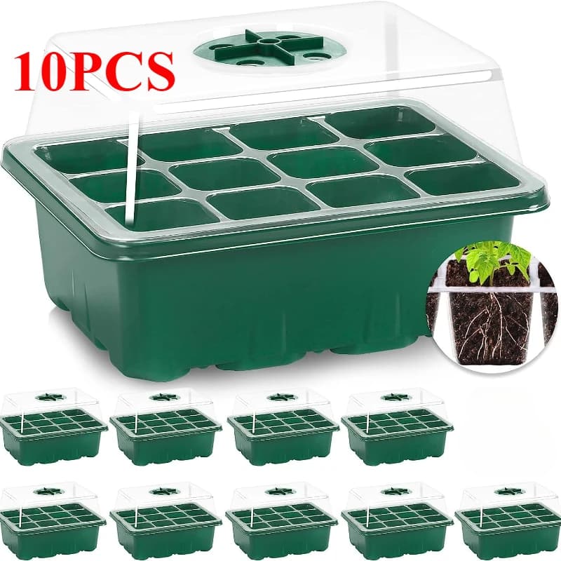 Plateaux de semis, Kit de démarrage de graines, Mini Kit de culture de plantes de propagateur avec dôme ventilé par l'humidité et Base pour démarrage 