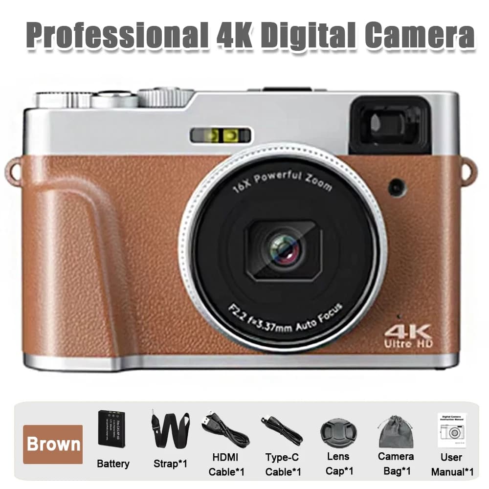 Appareil photo numérique à zoom numérique 4K CCD 8X pour étudiant, appareil photo de photographie numérique compacte 48MP 180 ° RENAU de l'appareil ph