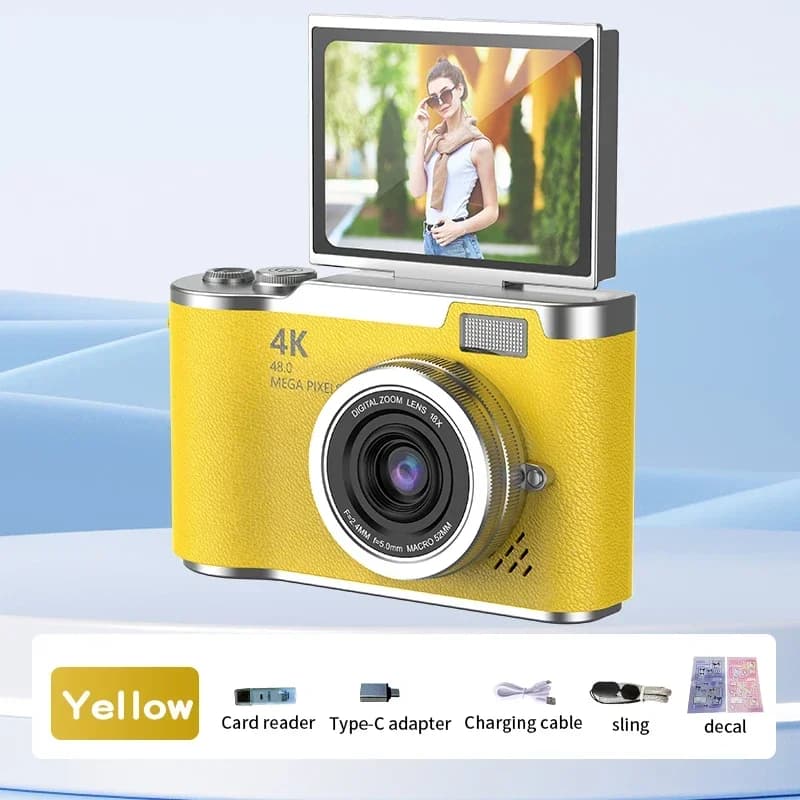 Appareil photo numérique à zoom numérique 4K CCD 8X pour étudiant, appareil photo de photographie numérique compacte 48MP 180 ° RENAU de l'appareil ph