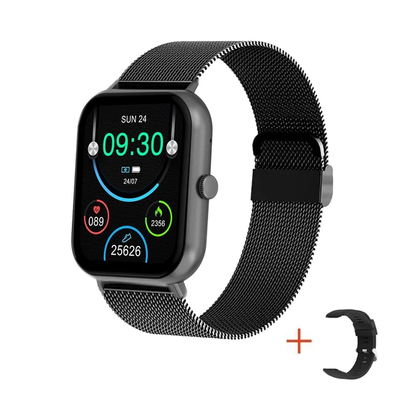 Smartwatch 2025 Montre Connectée Cardio – Tracker Fitness Android pour Homme & Femme - Black mesh