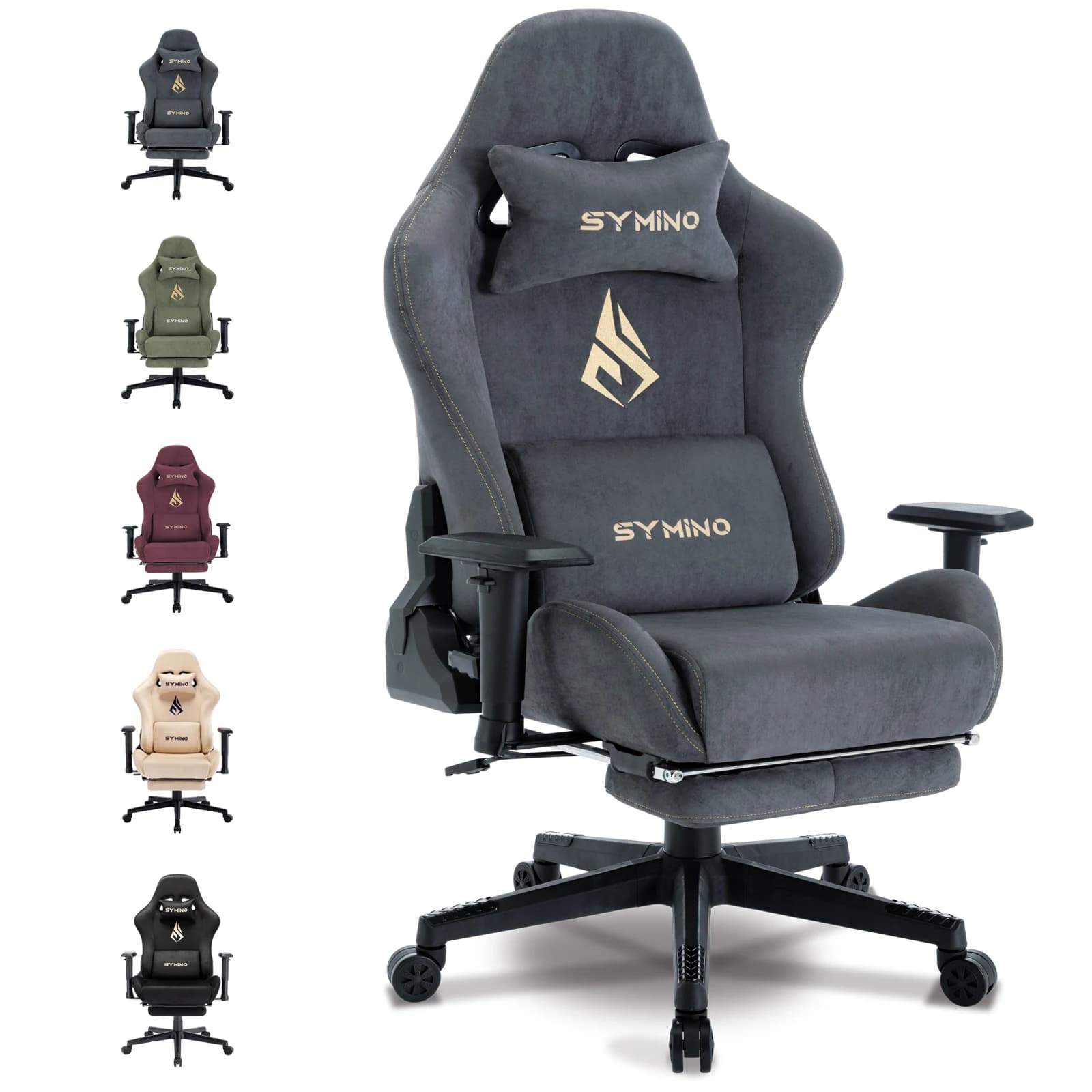 Chaise Gaming Symino Ergonomique – Confort & Performance - GERMANY , grey