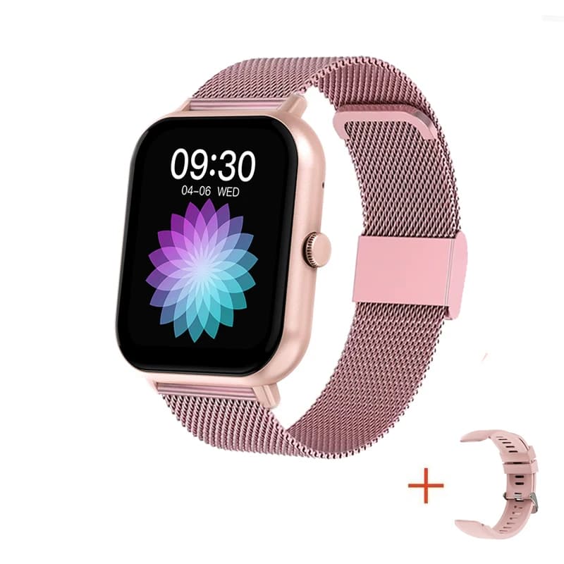 Smartwatch 2025 Montre Connectée Cardio – Tracker Fitness Android pour Homme & Femme - Pink mesh