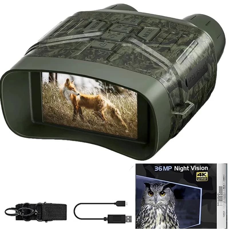 Jumelles Vision Nocturne 4K – Écran HD 3", Batterie 5000mAh, Enregistrement Photo/Vidéo - Camouflage