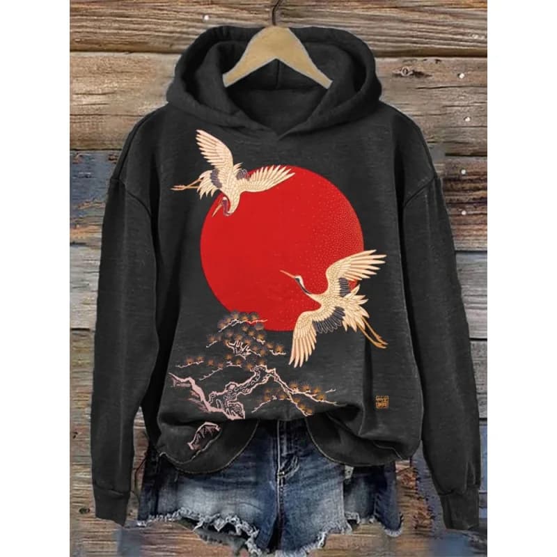 Sweat artisanal Sakura femme – style japonais, coupe ample, automne hiver - SJWWDWY728-6 - S
