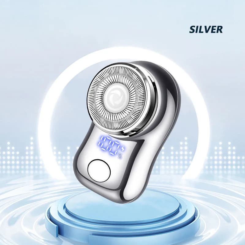 Mini rasoir électrique homme – Portable, USB-C, visage et corps, affichage numérique - Silver
