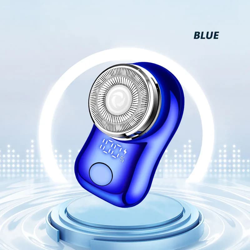 Mini rasoir électrique homme – Portable, USB-C, visage et corps, affichage numérique - blue