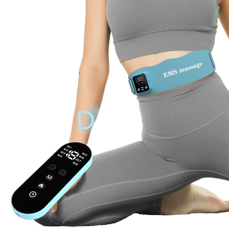 Ceinture de Massage EMS Chauffante – Vibration + Compresse Chaude + Musique – Minuterie 1h – Soulagement Taille & Abdomen