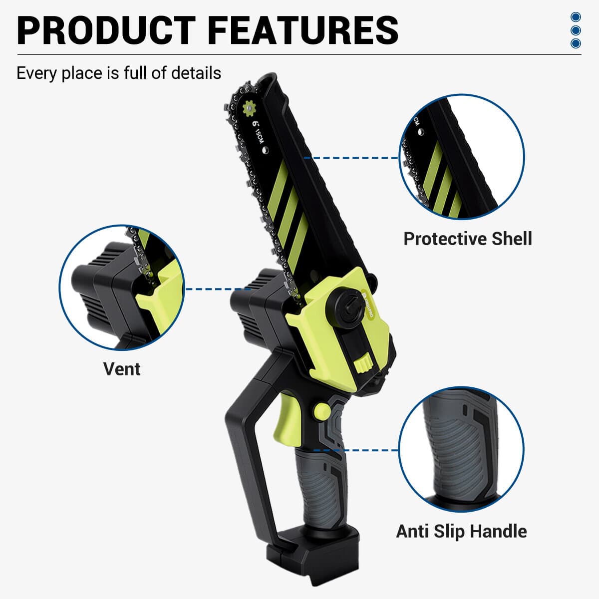 Scie Sans Fil Drillpro 2‑en‑1 Brushless – Mini Tronçonneuse 6" + Perche Télescopique (option)– Compatible Batterie Worx – Portée 2 m - Type A
