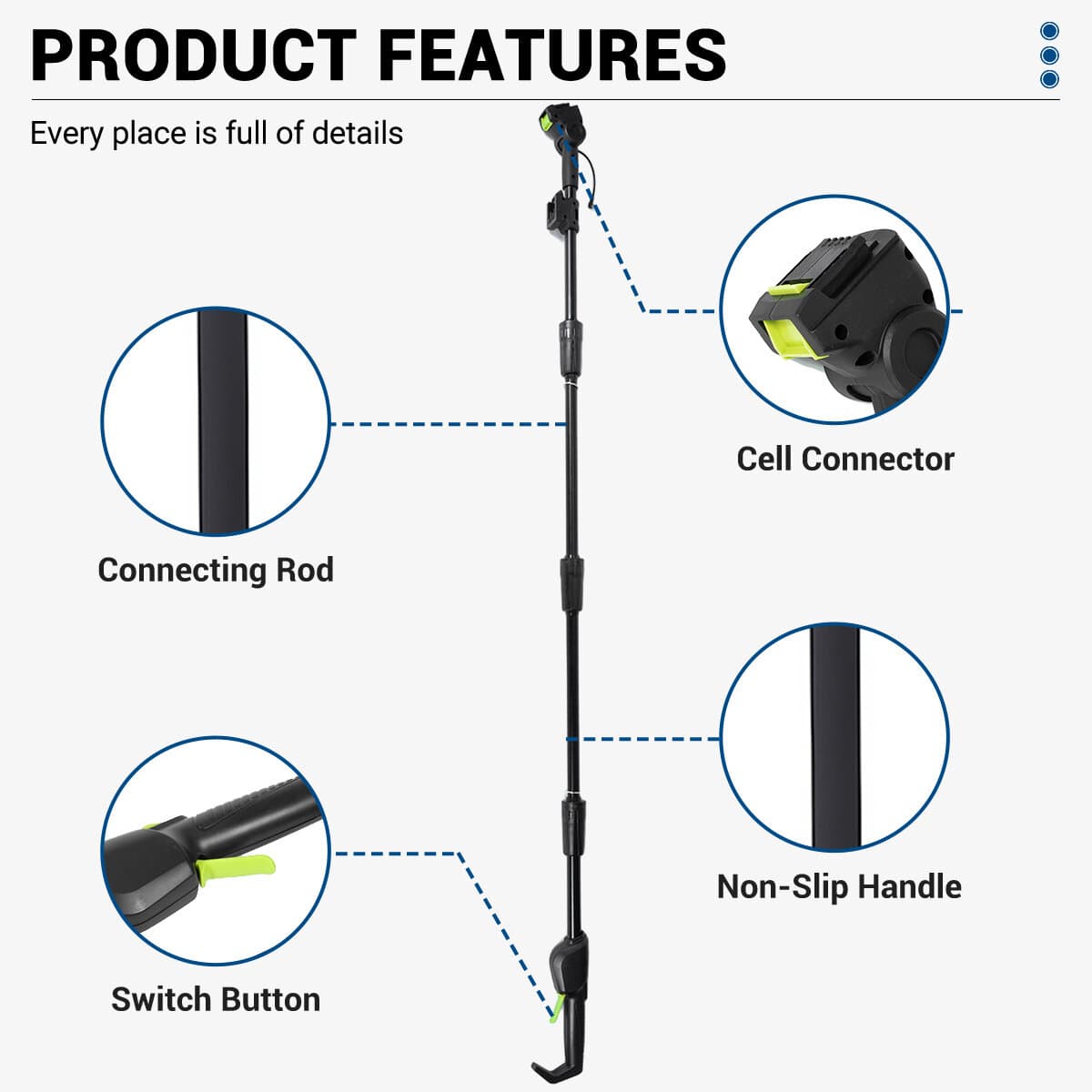 Scie Sans Fil Drillpro 2‑en‑1 Brushless – Mini Tronçonneuse 6" + Perche Télescopique (option)– Compatible Batterie Worx – Portée 2 m - Type B