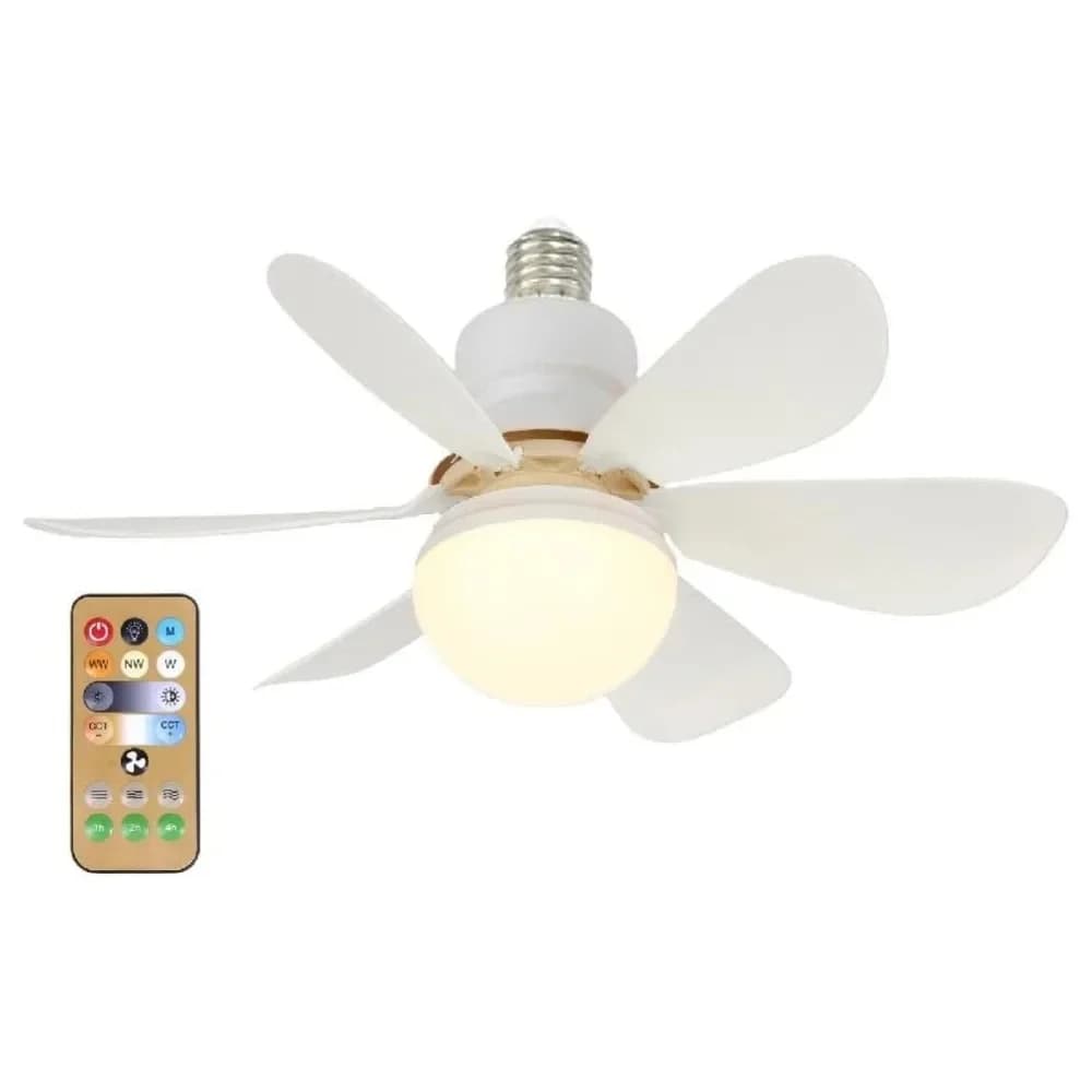 Ventilateur de Plafond LED avec Télécommande – Mini Ventilateur Silencieux, Lumière Dimmable, Pales Colorées – Chambre, Salon, Intérieur - white-42cm