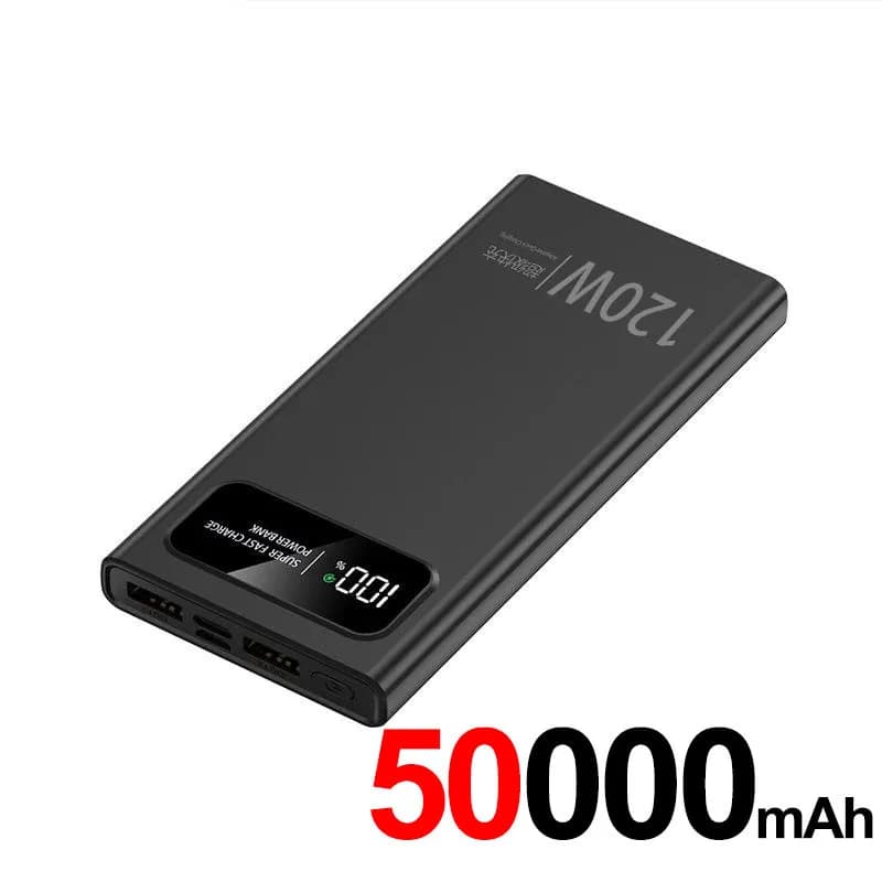 Batterie Externe Xiaomi 200000mAh 120W – Charge Ultra Rapide | Affichage Numérique | Power Bank Haute Capacité - Noir 50000mAh