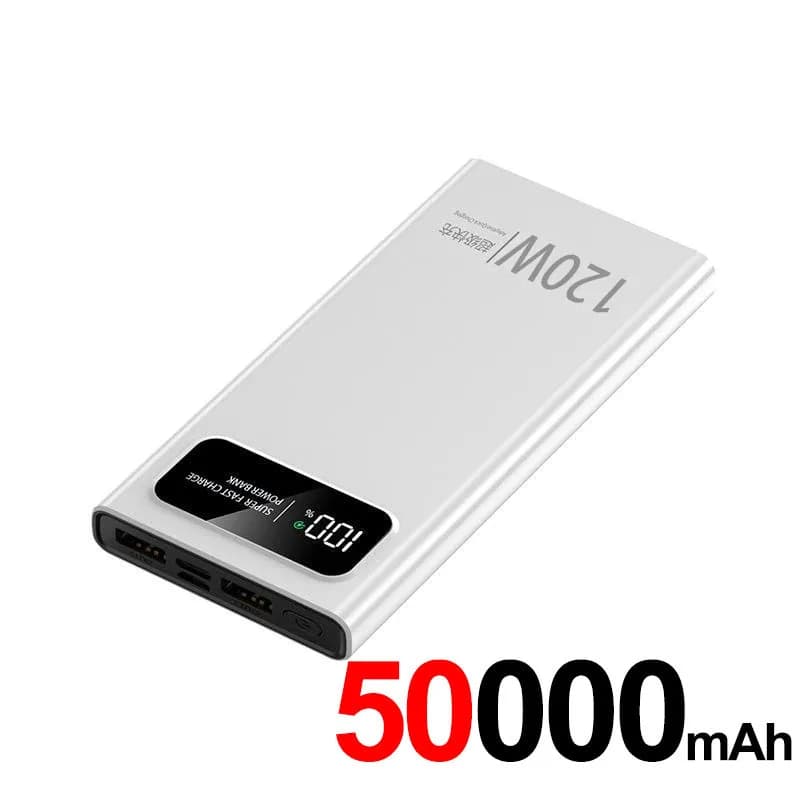 Batterie Externe Xiaomi 200000mAh 120W – Charge Ultra Rapide | Affichage Numérique | Power Bank Haute Capacité - Blanc 50000mAh
