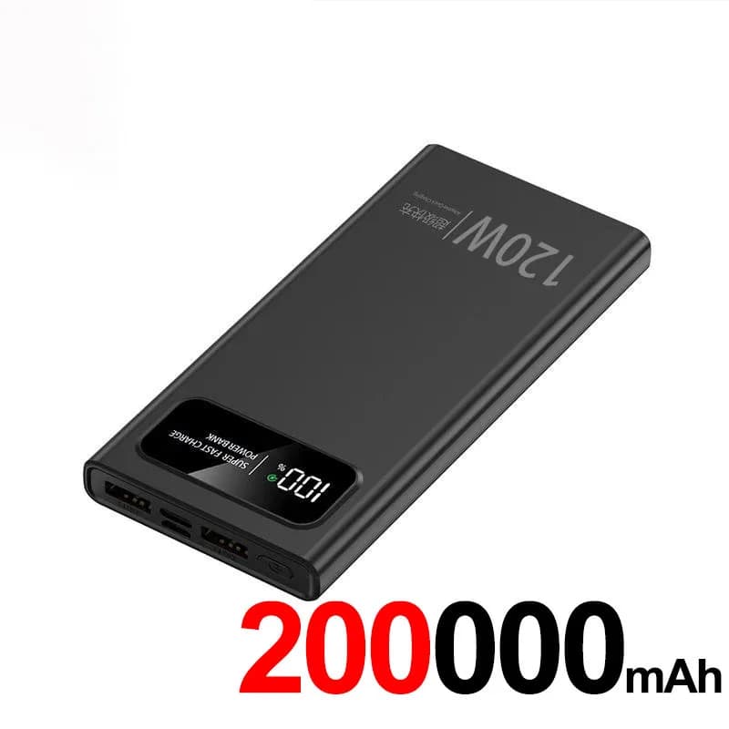 Batterie Externe Xiaomi 200000mAh 120W – Charge Ultra Rapide | Affichage Numérique | Power Bank Haute Capacité - Noir 200000mAh