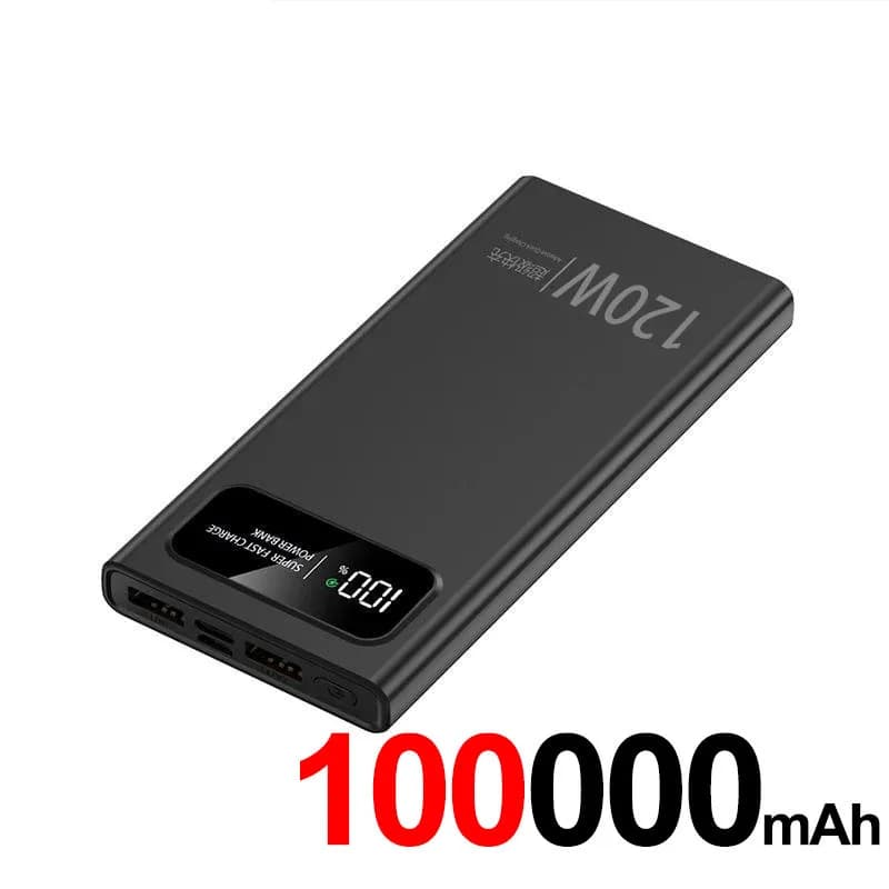 Batterie Externe Xiaomi 200000mAh 120W – Charge Ultra Rapide | Affichage Numérique | Power Bank Haute Capacité - Noir 100000mAh