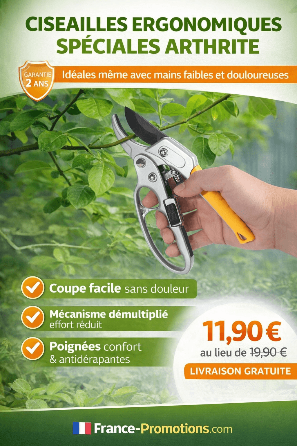 Cisailles Ergonomiques Anti‑Douleur – Coupe Facile Même Avec Arthrite ou Mains Faibles