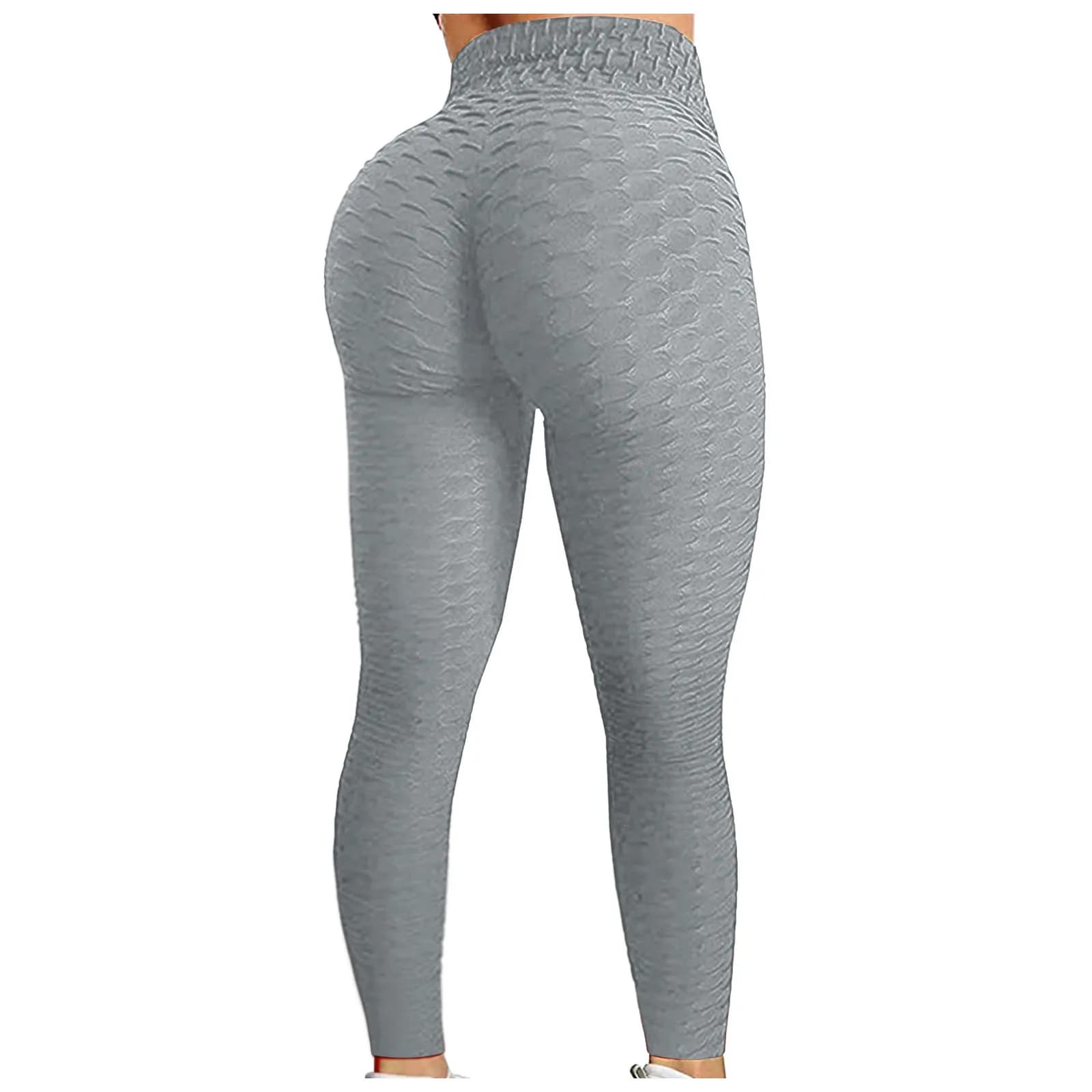 Legging de Yoga Taille Haute Anti‑Cellulite – Effet Push‑Up & Fesses Rebondies – Tissu 3D Sculptant – Confort Fitness & Gym - gris , L'