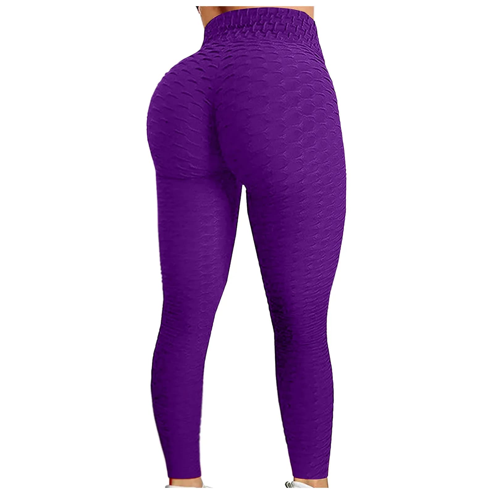 Legging de Yoga Taille Haute Anti‑Cellulite – Effet Push‑Up & Fesses Rebondies – Tissu 3D Sculptant – Confort Fitness & Gym - Violet , XL