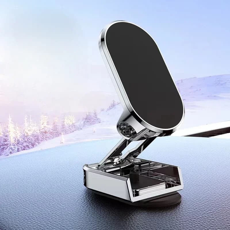 Lot de 2 – Support Téléphone Magnétique Voiture Pliable en Métal – Aimant Ultra‑Puissant – 360° – iPhone / Samsung / Xiaomi - silver