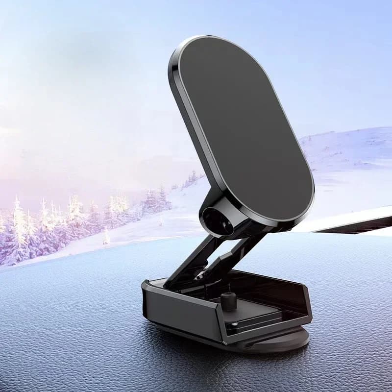 Lot de 2 – Support Téléphone Magnétique Voiture Pliable en Métal – Aimant Ultra‑Puissant – 360° – iPhone / Samsung / Xiaomi - Black