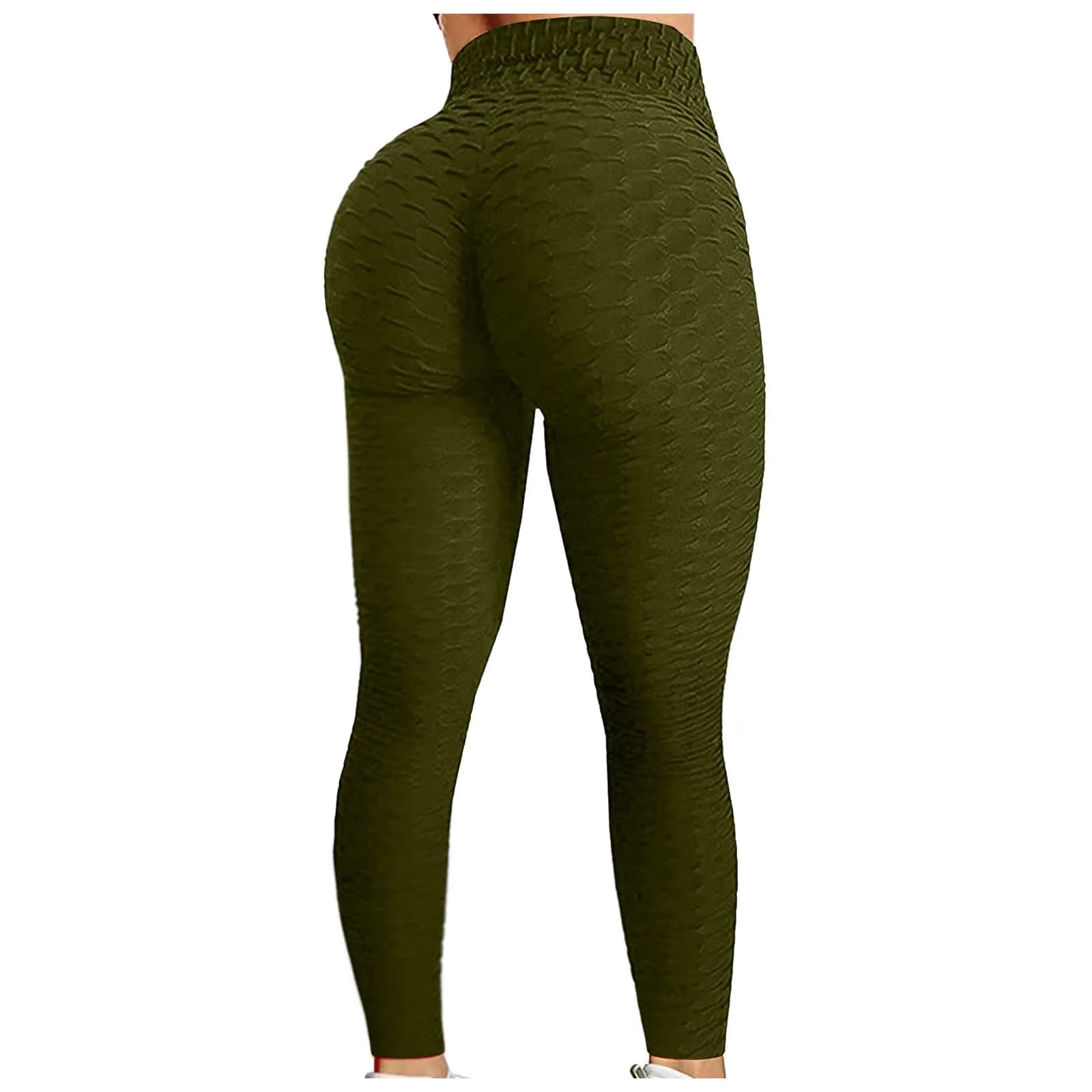 Legging de Yoga Taille Haute Anti‑Cellulite – Effet Push‑Up & Fesses Rebondies – Tissu 3D Sculptant – Confort Fitness & Gym - Vert armée , XS