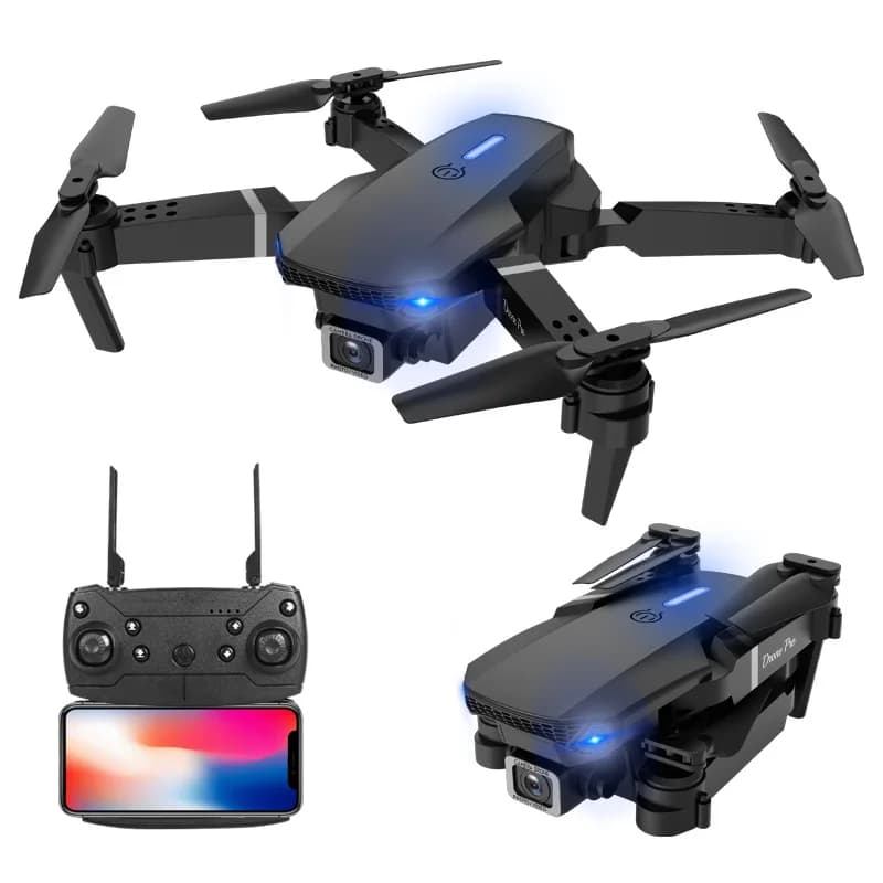 Drone  E88 1080P HD WIFI FPV – Mini Drone Pliable avec Double Caméra Grand Angle & Télécommande - 1080p FHD , COLOR 1