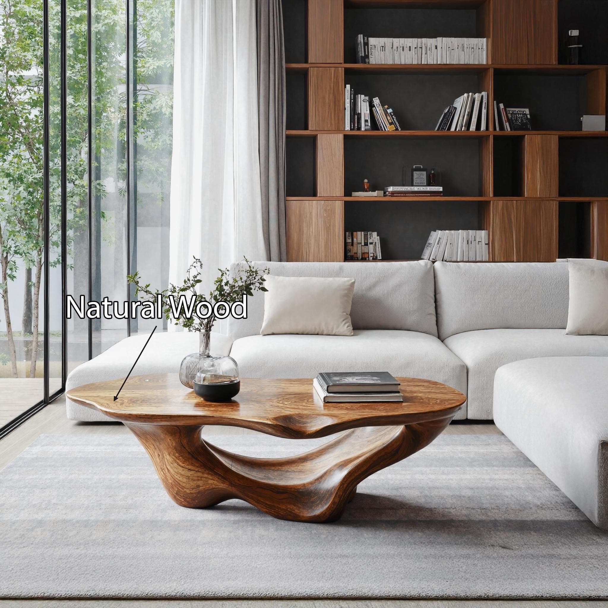 Table Basse Sculpturale en Bois Massif – Silhouette Organique & Énergie Zen