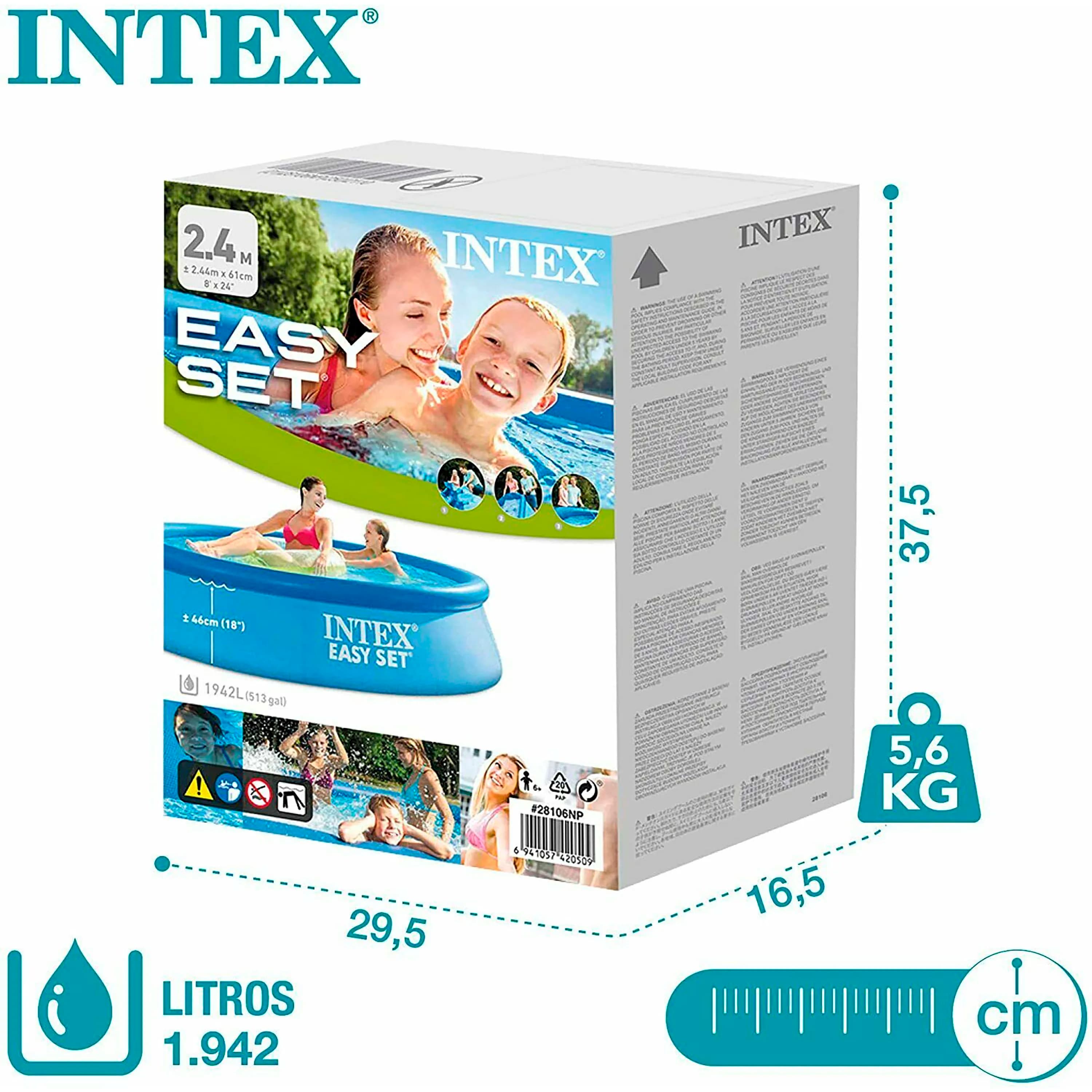 Piscine Gonflable Easy Set 2,44 m ou 3,05 m – Montage Instantané – Livraison Express Espagne - 2.44m X 61cm , Espagne