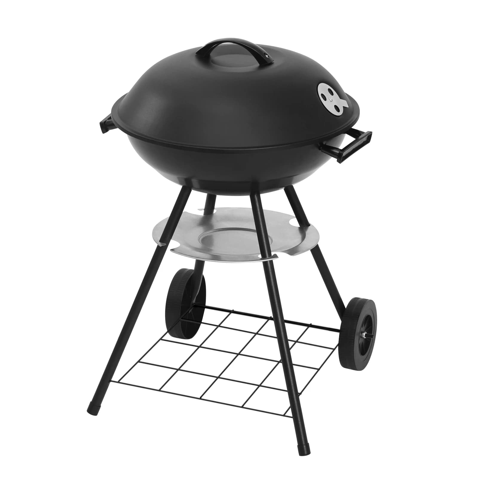 Barbecue à charbon 47 cms – Gril sur pied avec roues, acier noir, idéal jardin, terrasse, camping et extérieur - GERMANY , Noir
