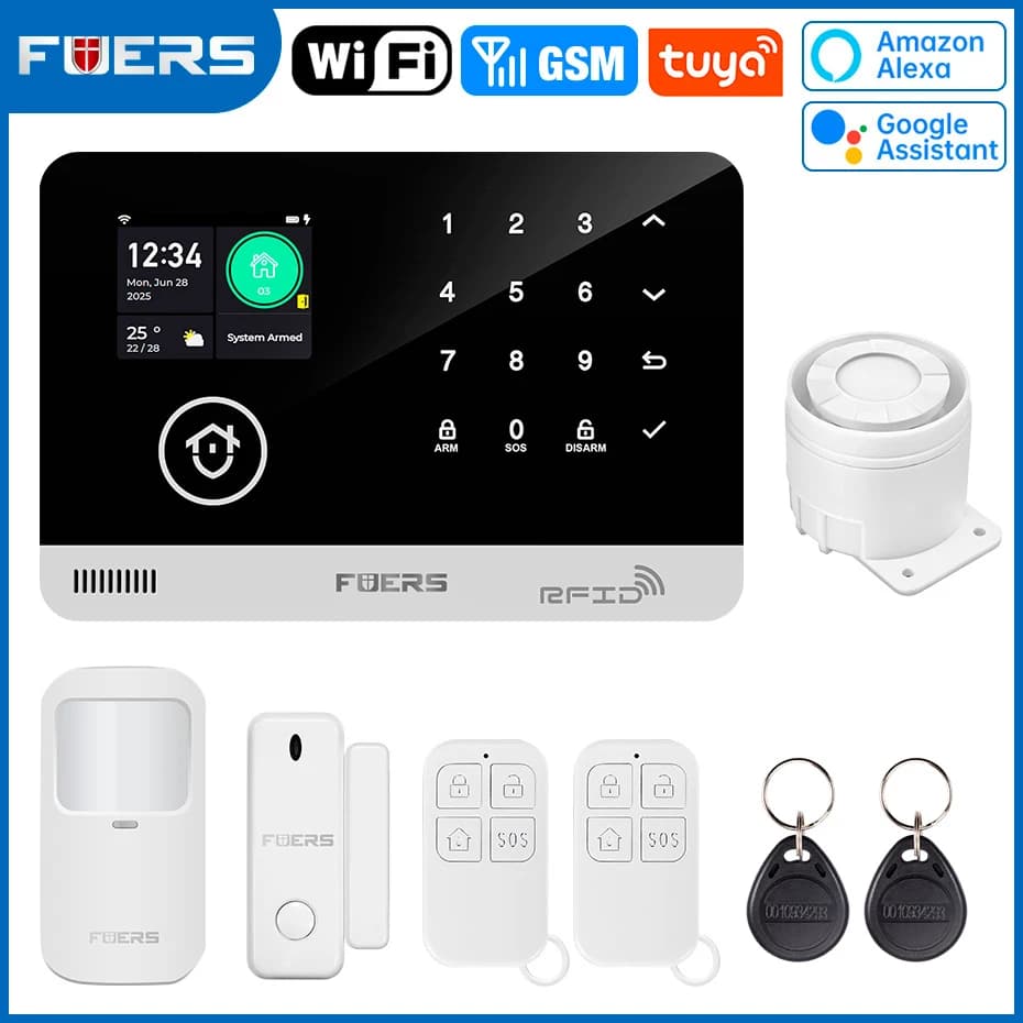 Alarme Maison FUERS WiFi GSM – Kit Sécurité Tuya Smart - Kit d'alarme GSM G03 1 , Prise américaine
